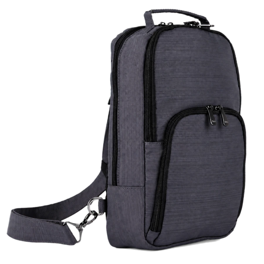 Custom convertible travel backpack / charcoal — bag sample developed and produced by ProtoBag Studio