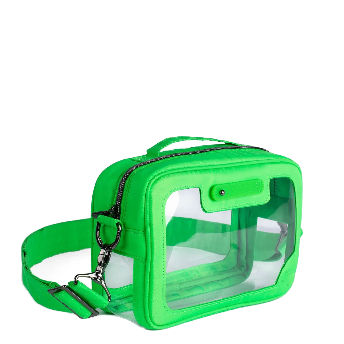 Custom crossbody / lime clear — bag sample developed and produced by ProtoBag Studio