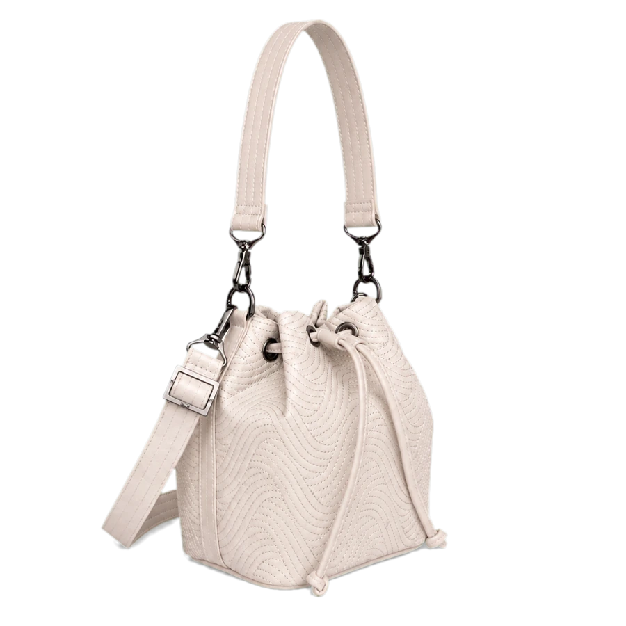 Custom quilted bucket bag / ivory — bag sample developed and produced by ProtoBag Studio