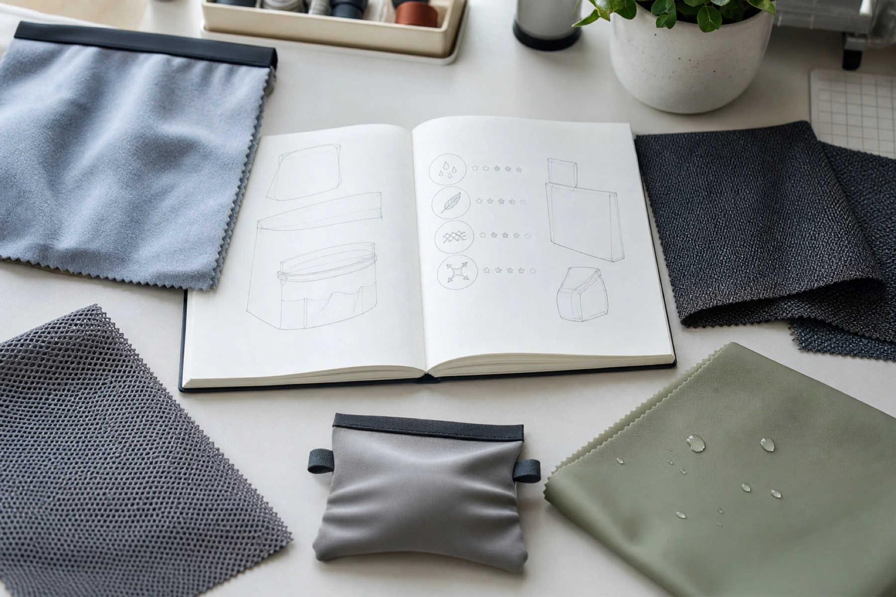 Polyester textile texture used to discuss material feel and function