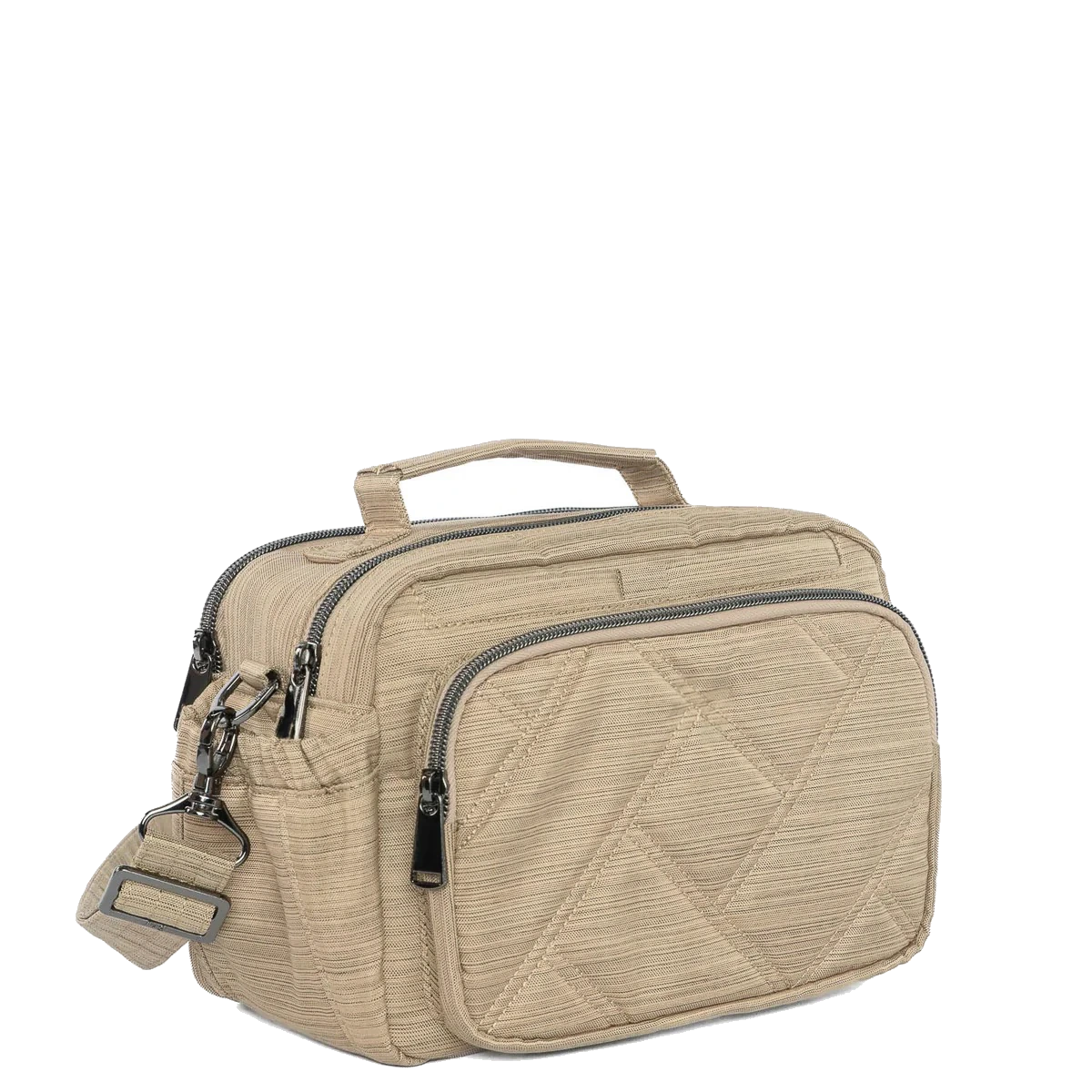 Custom crossbody / brushed gold — bag sample developed and produced by ProtoBag Studio
