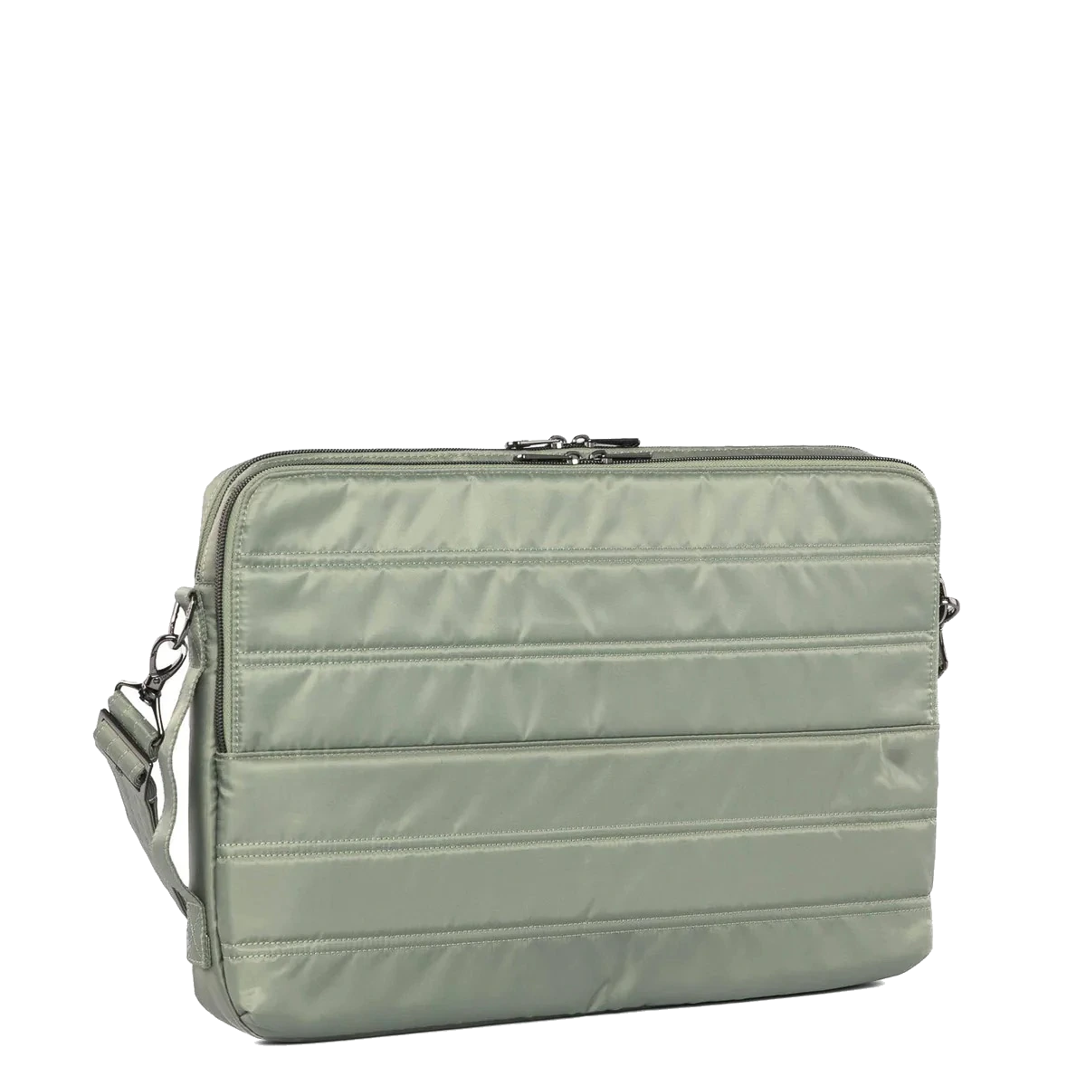 Custom laptop sleeve / sage — bag sample developed and produced by ProtoBag Studio