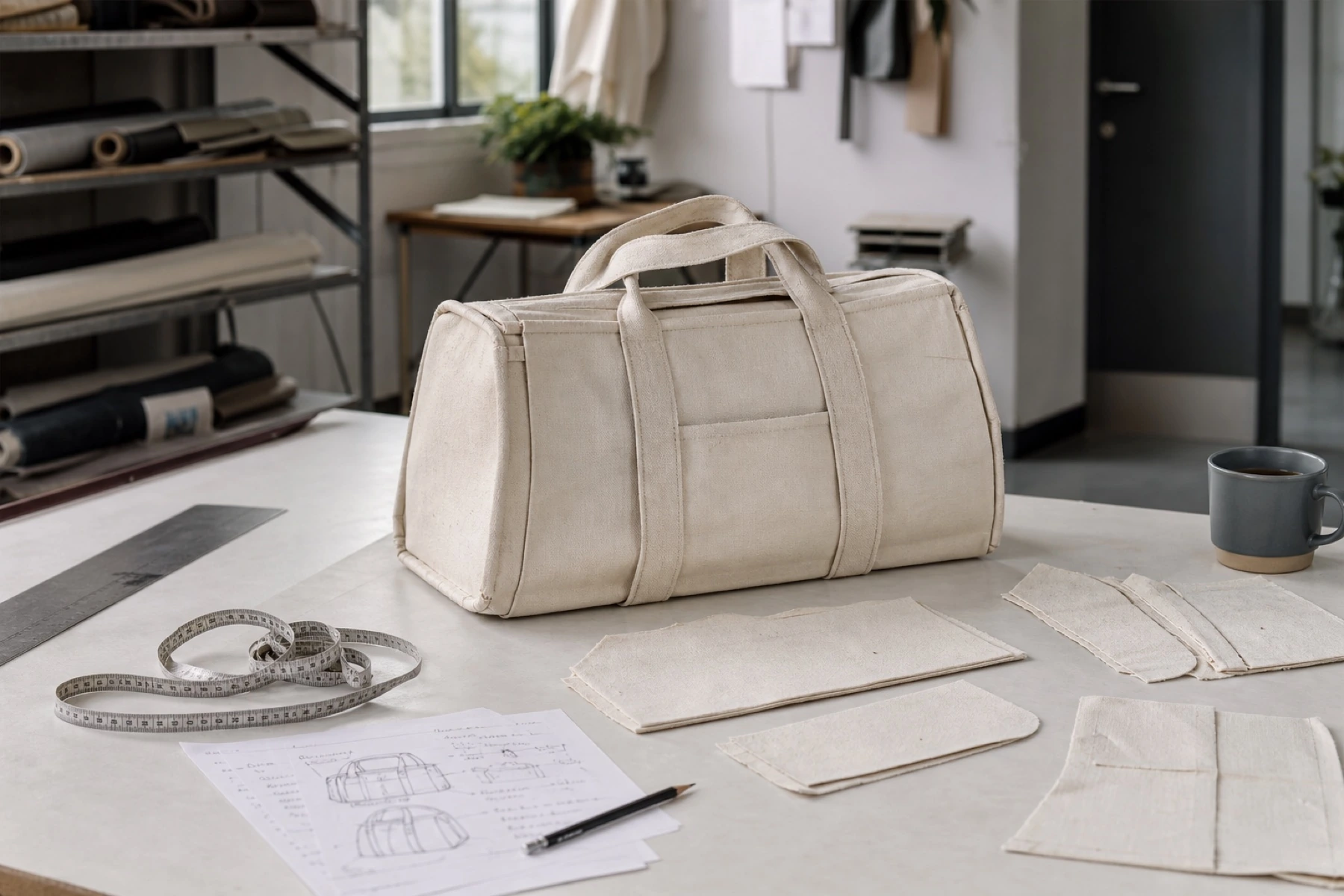 Bag sample development work inside a production workshop