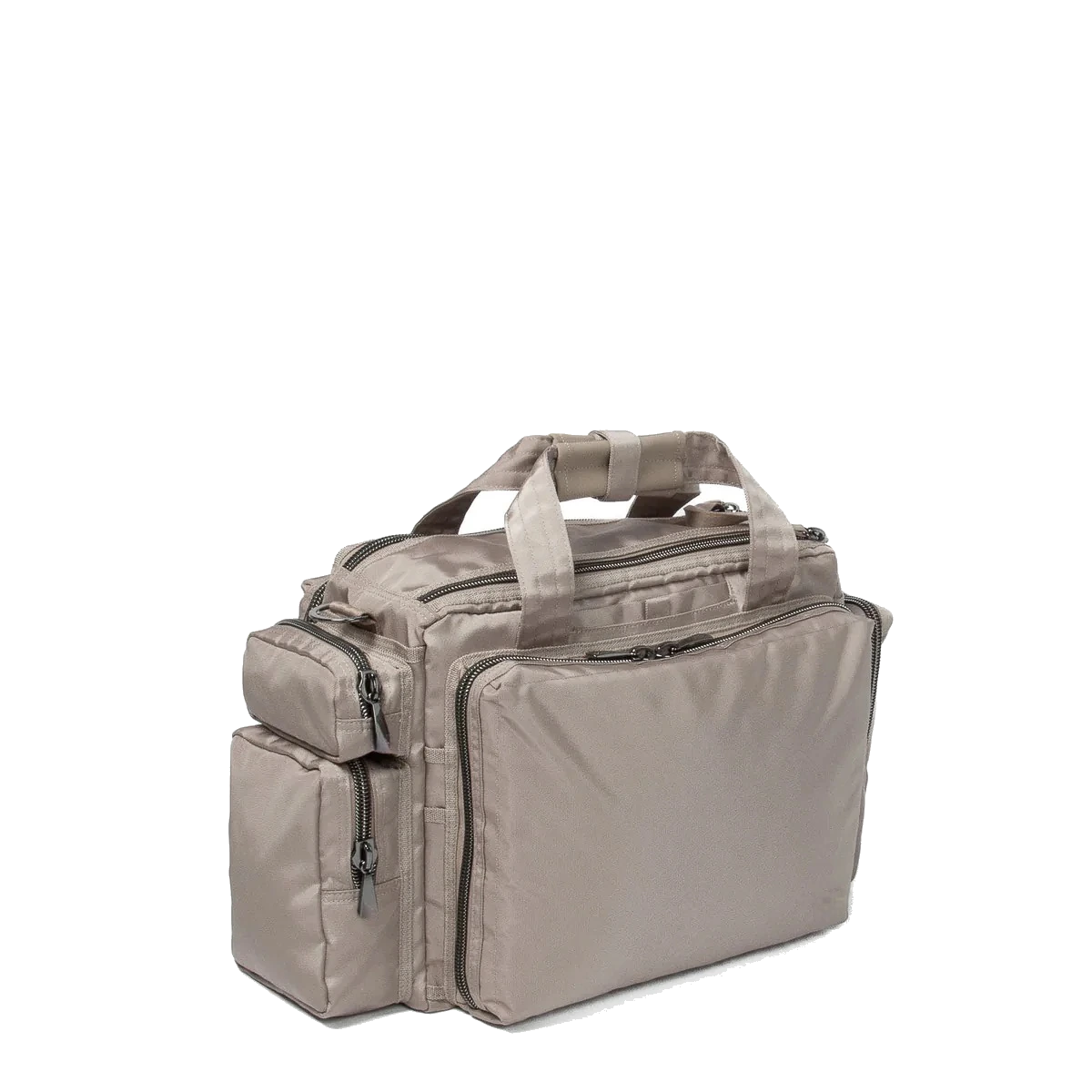 Custom briefcase / sand taupe — bag sample developed and produced by ProtoBag Studio
